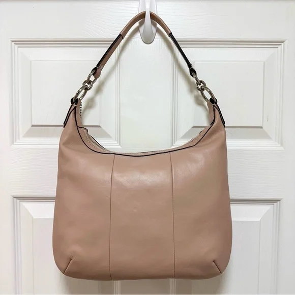 Coach Kristin Woven Leather Hobo Shoulder Bag Tuberose Pink - Picture 4 of 12